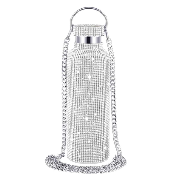 Kimalteleva timanttivesipullo strasseilla - hopea 350ml, Hei
