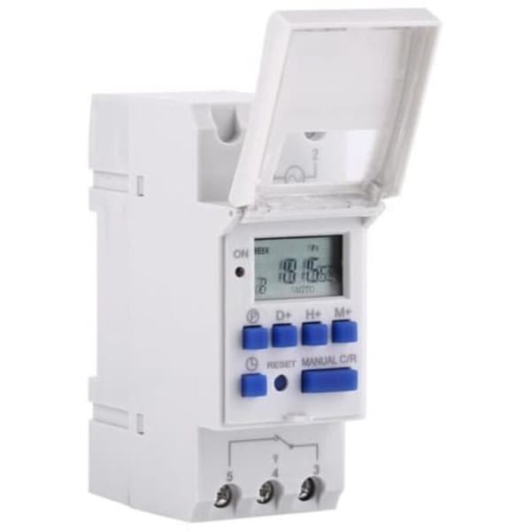 LCD digital timer. AC 220V DIN-skinne montert timer. 16 koblingsgrupper. LCD ukentlig programmerbar tidsbryter. Timerrelé.