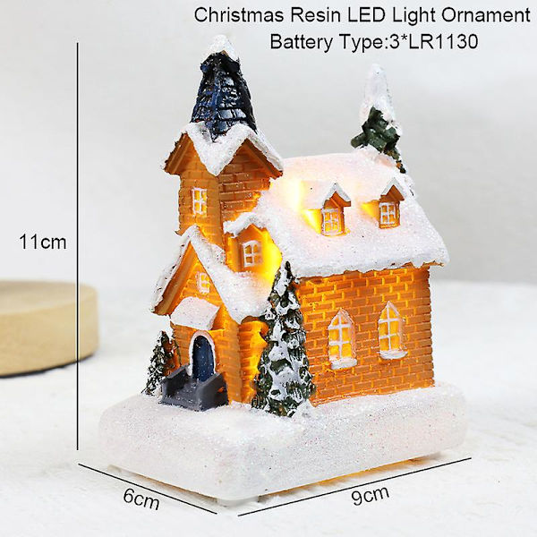 Snögubbe Santa Claus Luftballong Jul Led Ljus Ornament Jul Barn Gåvor Jul Hem Sovrum Dekoration Navidad Noel 2023-C-yellow house