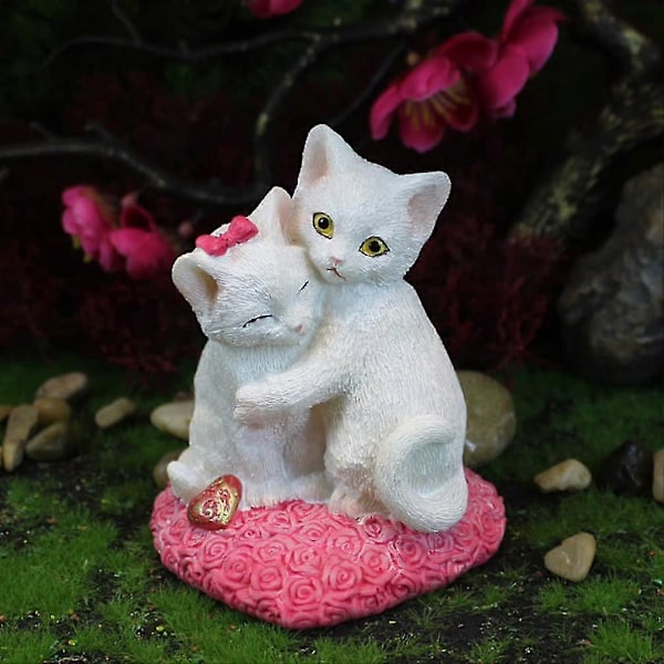 Kattefigurer Valentinsdagsgaver Resin Kattunge Kaketopp Bursdagsgave til Barneromsdekor (Hvit)