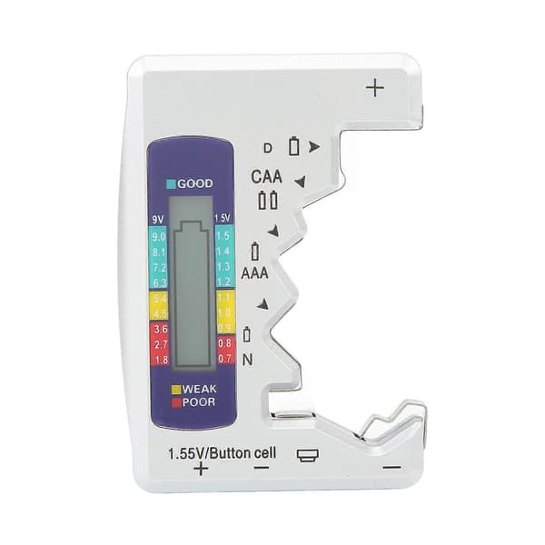 Digital Batterikapasitetsmåler Tester Universal D C N AAA AA 9V 1.5V Knappcelleanalysator Sølv