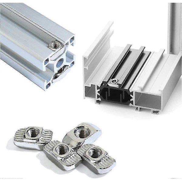 200 st T-spår Mutter M3 M4 M5 T Spår Mutter Kit Hammarhuvud Mutter För Europeisk Standard 20 Serie Aluminiumprofil T-mutter Glidande