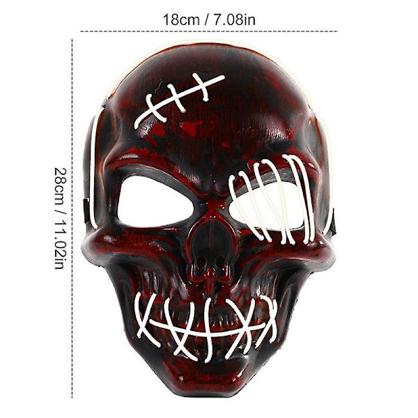 Halloween Skull Face Cover Cosplay Kostymer Light Up Led Covers Cosplay rekvisita Kostymer Skull Face Covers Light Up Kostymer Orange