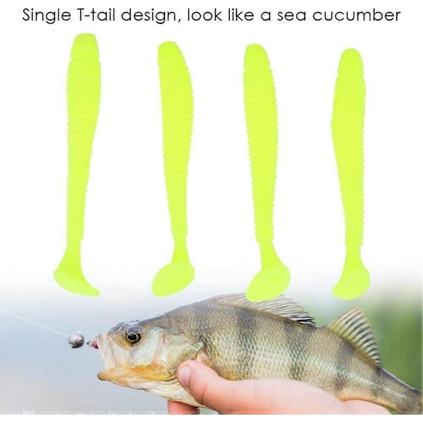 50 stk Myke Lokke Agner, 4,5 cm Plast Lokker T-hale Grub Orm Lokker