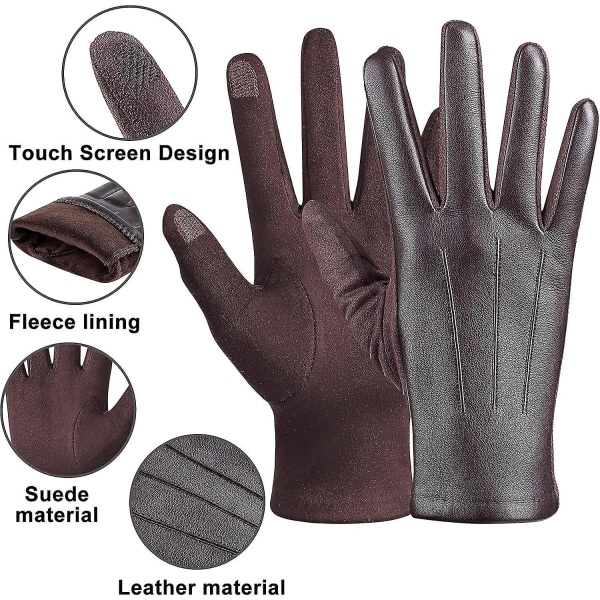 Vintermode läderhandskar för män. Med pekskärmshandskar SMS-finger L