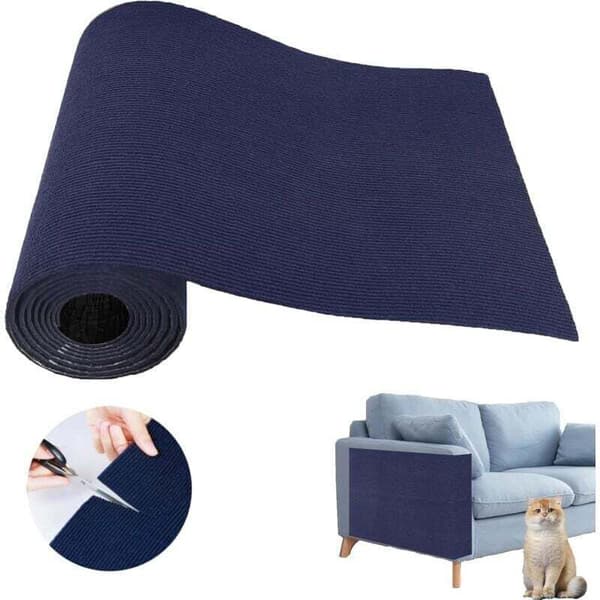 Klistrende kradsemåtte til katte, mørkeblå, 30 cm x 30 cm, 1 ridsefast sofaprotektor til katte, kradsebræt til sofa, kattemåtte