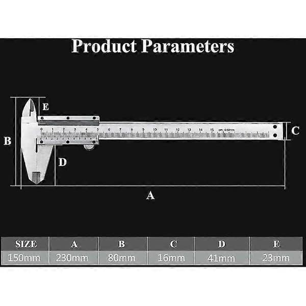 Professionel Vernier Caliper Rustfrit Stål Caliper 150mm Præcision Digital Rustfrit Stål Vernier Mikrometer Værktøj