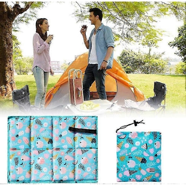 2-pack hopfällbara utomhusmattor, vattentäta strandmattor för camping, fiske och picknick, bärbar lättviktsdesign med bärrem
