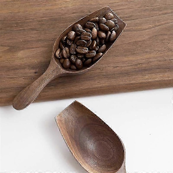 Ske til kaffebønner i massivt træ, skovl i sort valnød, hel træ, graveske til kaffebønner, teskovl Wo