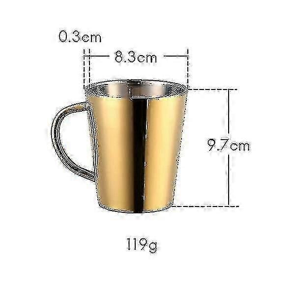 300ml Rostfritt Stål Kaffekopp med Bärhandtag - Guld