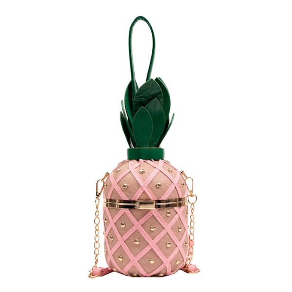 Damväska 2023 Mode Söt Ananas Design Axelväska Originalitet Design Damer Crossbody-väska Metallkedja Handväska Pink