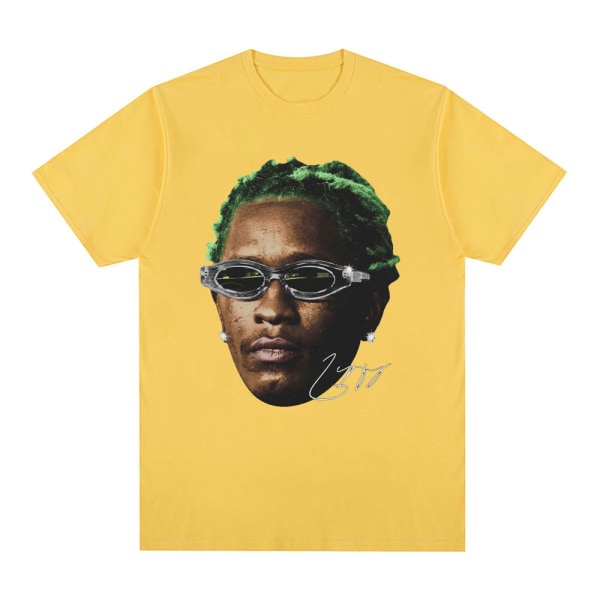 Rapper Young Thug Grafisk T-shirt Herr Kvinnor Mode Hip Hop Vintage T-shirt Yellow M