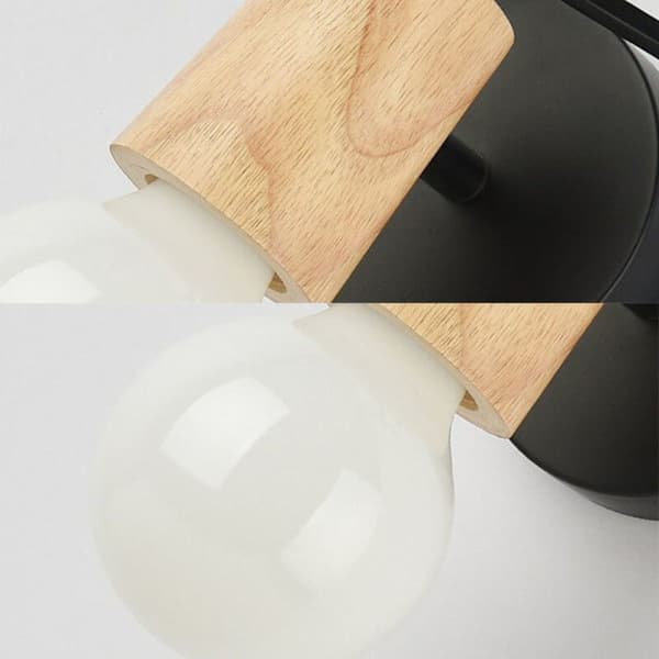 Med hjørnevegglampe. Hvit trestil