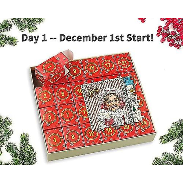 2023 jul adventskalender pussel 1000 st, 24 delar 1000 bitar pussel present för nedräkning till jul