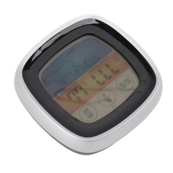 Mat Touch Termometer Kjøkken Digitalt Display Timer Termometer Felt Grilltermometer Svart med Sølv Midtre Ramme