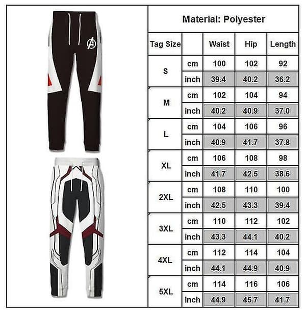 Marvel Avengers 4 Endgame 3D-tryckta Herrkostymer Pant A S