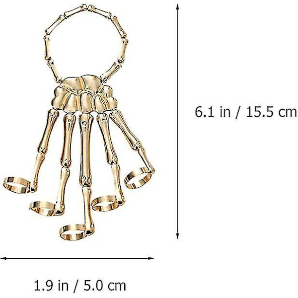 Snabb frakt Skelett Handarmband Legering Ghost Claw Armring Överdriven Gotisk Fingerring Cosplay Kostym För Män Kvinnor Gold