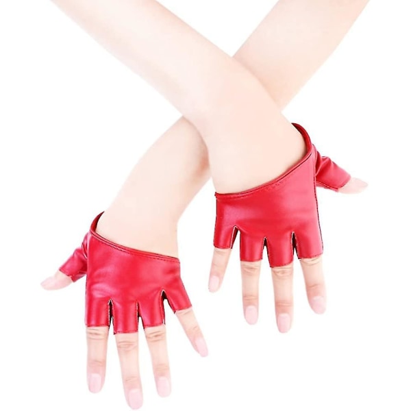 Kvinnor Halv Palm Halv Finger Pu Läder Dansande Punk Handskar