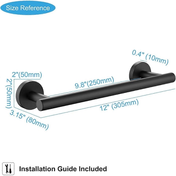 Sort Mat Sort Finish Håndklædeholder til Badeværelse 30 cm