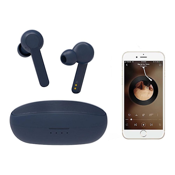 Bluetooth 5.0 True Wireless Earbuds med case Tws stereohörlurar med mikrofon In-ear hörlurar Headset för sport blue