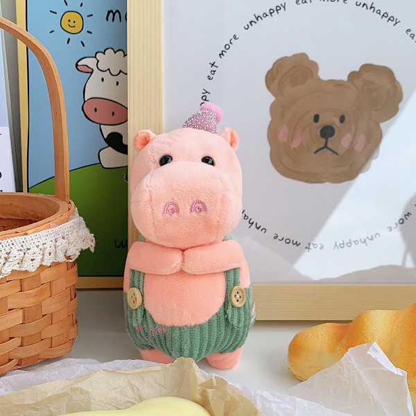 Nytt kreativt tecknat hängsmycke för flodhästdocka i plysch light pink Height 12*6cm
