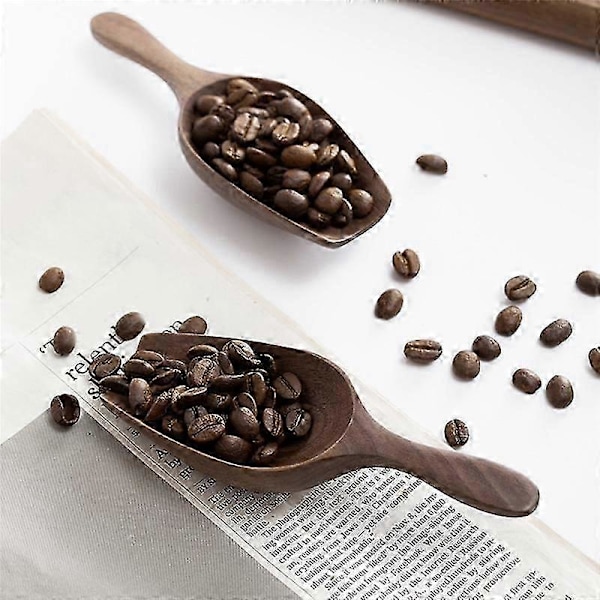 Ske til kaffebønner i massivt træ, skovl i sort valnød, hel træ, graveske til kaffebønner, teskovl Wo