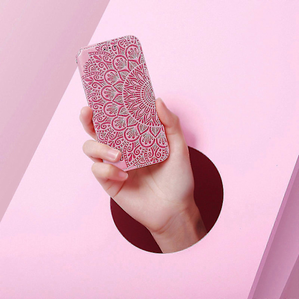 Vohvelikuvioinen Mini Lompakko iPhone 12 -kotelo - Pinkki