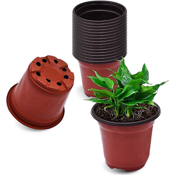 100 stk. 10 cm Plast Planteskolepotter, Potter Frøplanter Blomster Plantekontainer Frøstartpotter for Frøplanter, Stiklinger