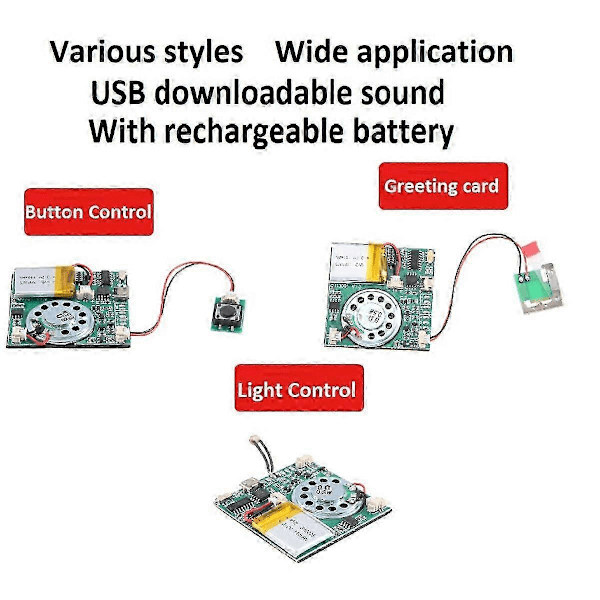USB Optagelses Musikmodul DIY MP3 Optagelig Lydmodul USB Downloadbart Lydmodul, Lys Con