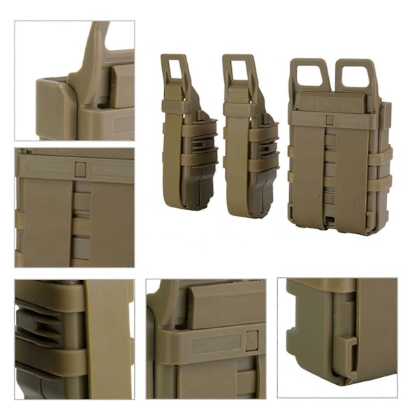 Taktisk Molle Hölster Magasinväska Gevär Pistol Magasin Ficka Set för Militär Jakt (Sandfärg)