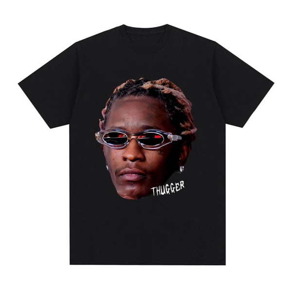 Rapper Young Thug Grafisk T-shirt Herr Kvinnor Mode Hip Hop Vintage T-shirt Q06011 Black M