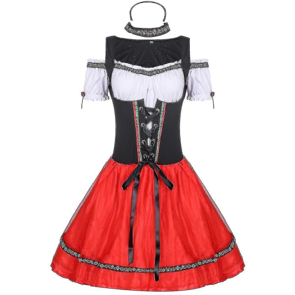 Snabb leverans Dam Bavarian Fancy Dress Outfit Oktoberfest Dirndl Beer Maid Costume Z Dresses S