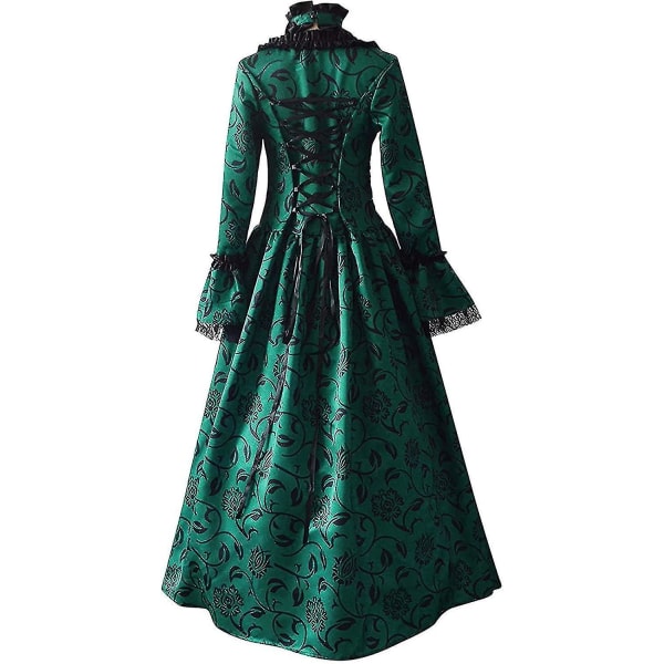 Snabb frakt Noble Klänningar Damklänning Plus Size Medeltida Balklänningar Eleganta kostymer för kvinnor viktoriansk klänning 4färgad Green M