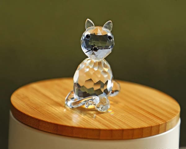SBSG Krystal Samlerobjekt Stående Kat Figur Miniature Glas Jule Samlerobjekt