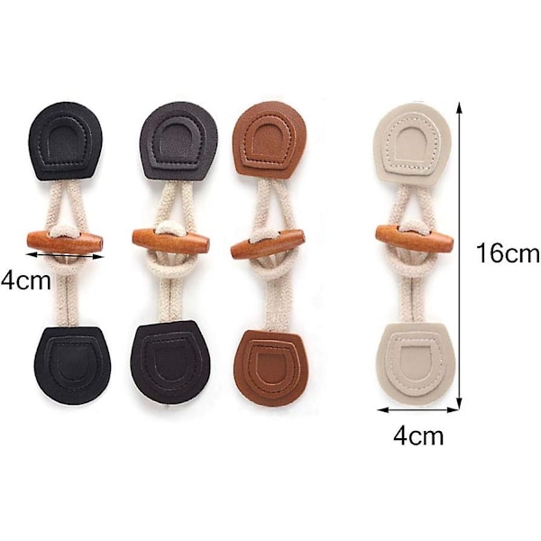 Hornknapper 16 Par Træ PU Læder Hornknapper Toggle Knap Horn Toggle Syning, til Frakke, Jakke, DIY Dekoration, 16cm