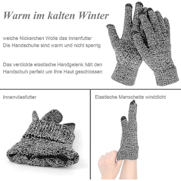 Herr Dam Vinterhandskar Pekskärm Varm Stickad Finger Sport Varm M