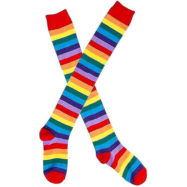 Over Knee Rainbow Lår Höga Strumpor Handskar Set Cosplay Tillbehör Arm Benvärmare