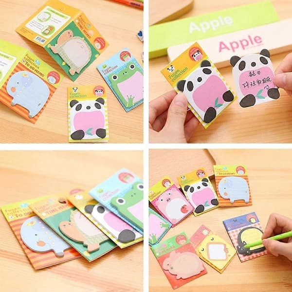 16 stk. Tegneserie Sticky Notes Selvklæbende Notes Søde Dyr Formede Sticky Notes til Studerende Hjemmekontor Roommates Gaver