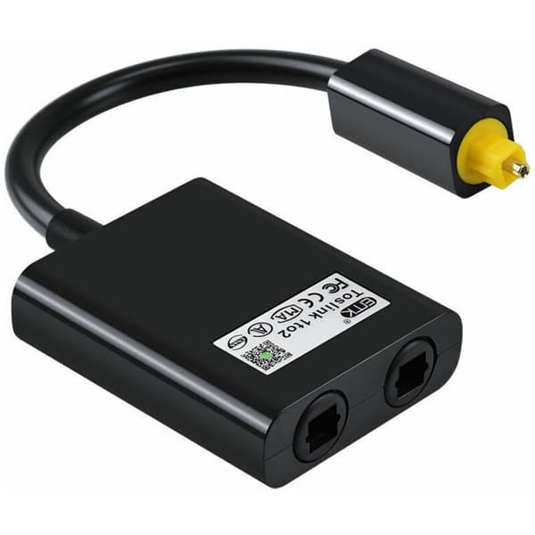 2 til 2 Digital Optisk Kabel Splitter Audio Adapter Fiber Optisk Audio Adapter Fiber Optisk Fordeler Adapter Sort. Sort