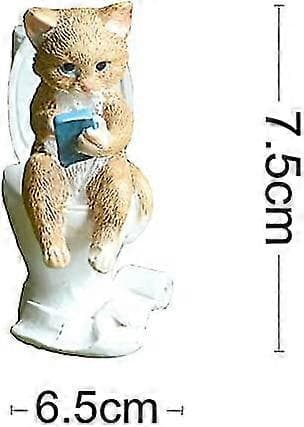 Miniature Kat Figur Til Eventyrhave - Toilet Mp Kat Figur