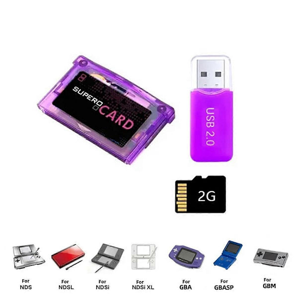 Til SuperCard Mini Micro-SD Kort Adapter+2GB Hukommelseskort til GBA SP GBM IDS NDS NDS Lite Spil Cartri