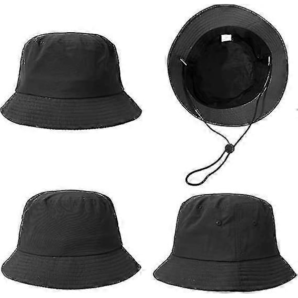 Vattentät Bucket Hat för Herr & Dam UV/UPF 50 Solhatt Lätt Vikt Dam Regnhatt Vattentät Vindtät Packbar 1st Svart