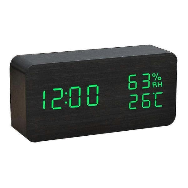 Sängbordsväckarklocka i trä, digital dimbar LED-display-jie
