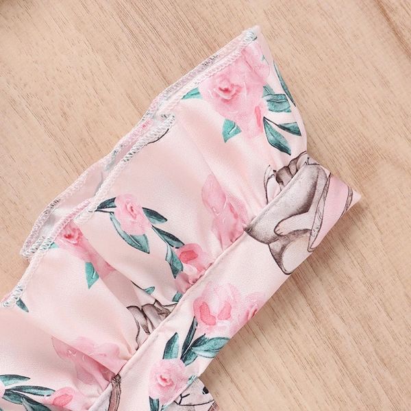 Baby Girl Kläder Jumpsuit Casual Bunny Blommönster print 18M
