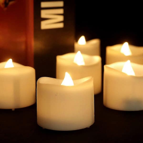 12-pack Elektroniska Små Te-vax Timer Fjärrkontroll LED Vit