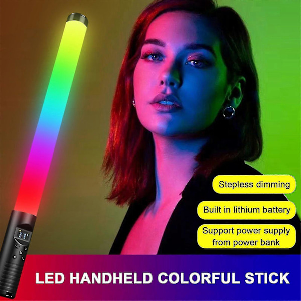 RGB Fotograferingslys Lys Dobbelt Farvetemperatur Farve LED Håndholdt Lysstav Video Live Selfie Belysningsarmatur-jie
