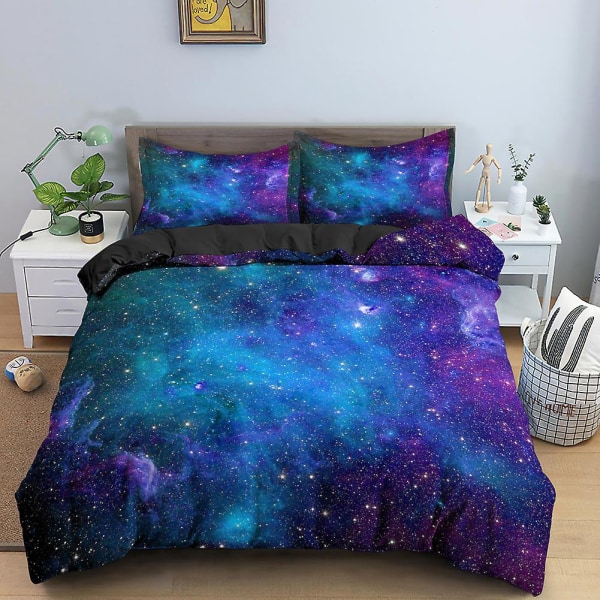 3d Galaxy Set Universe Outer Space Cover King Queen Psychedelic Starry Sky Planet Täckefodral , mjukt cover