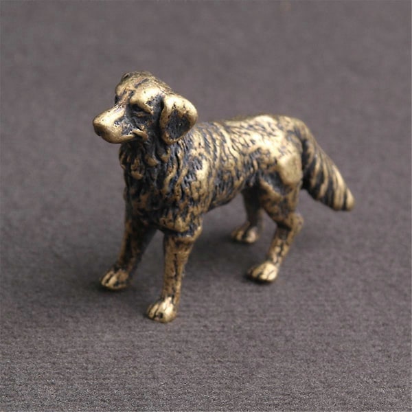Messing Schäferhund Skrivebords Ornamenter Metallstatue Dekorasjon Te Kjæledyr Hånd