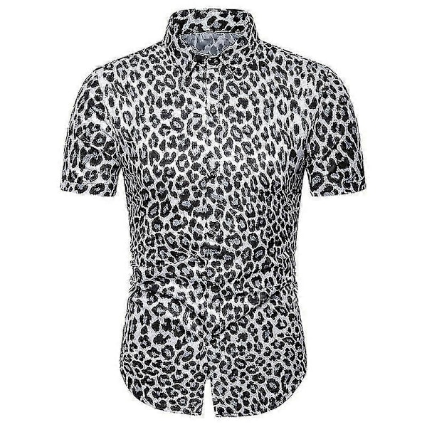 Herr Casual Leopardtryckt Kortärmad Skjorta-jie-jie