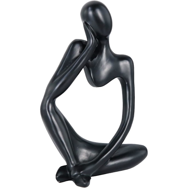 Svarta Mini Tänkaren Skulptur Ornament för Hem Vardagsrum Kontor (Höger)